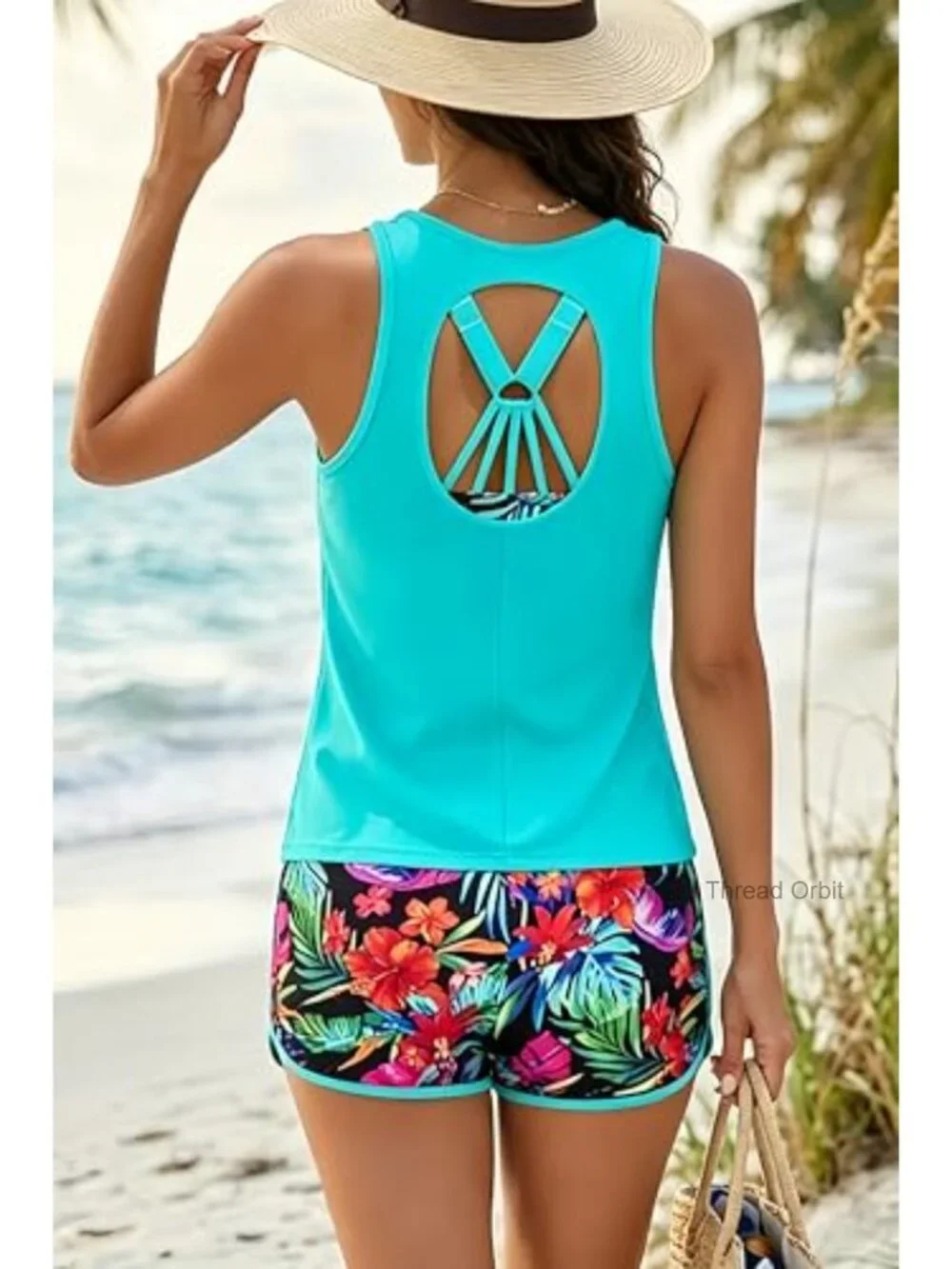 Tankini with Shorts - 3 Piece Tummy Control Swimwear SPF 30